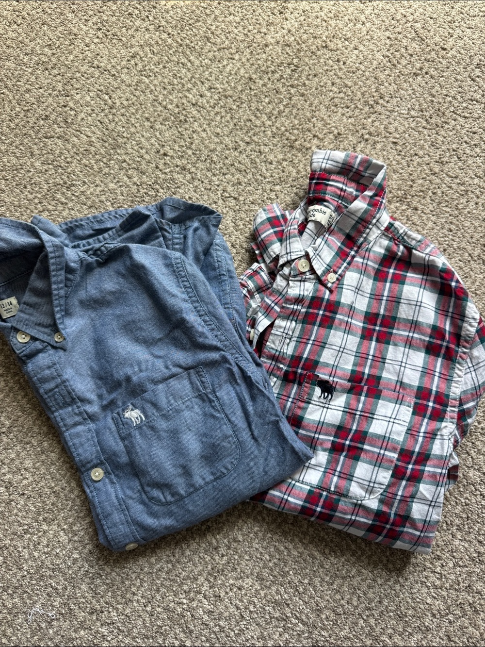 abercrombie kids Blue Chambray Shirt & Red Plaid Button-Down Set